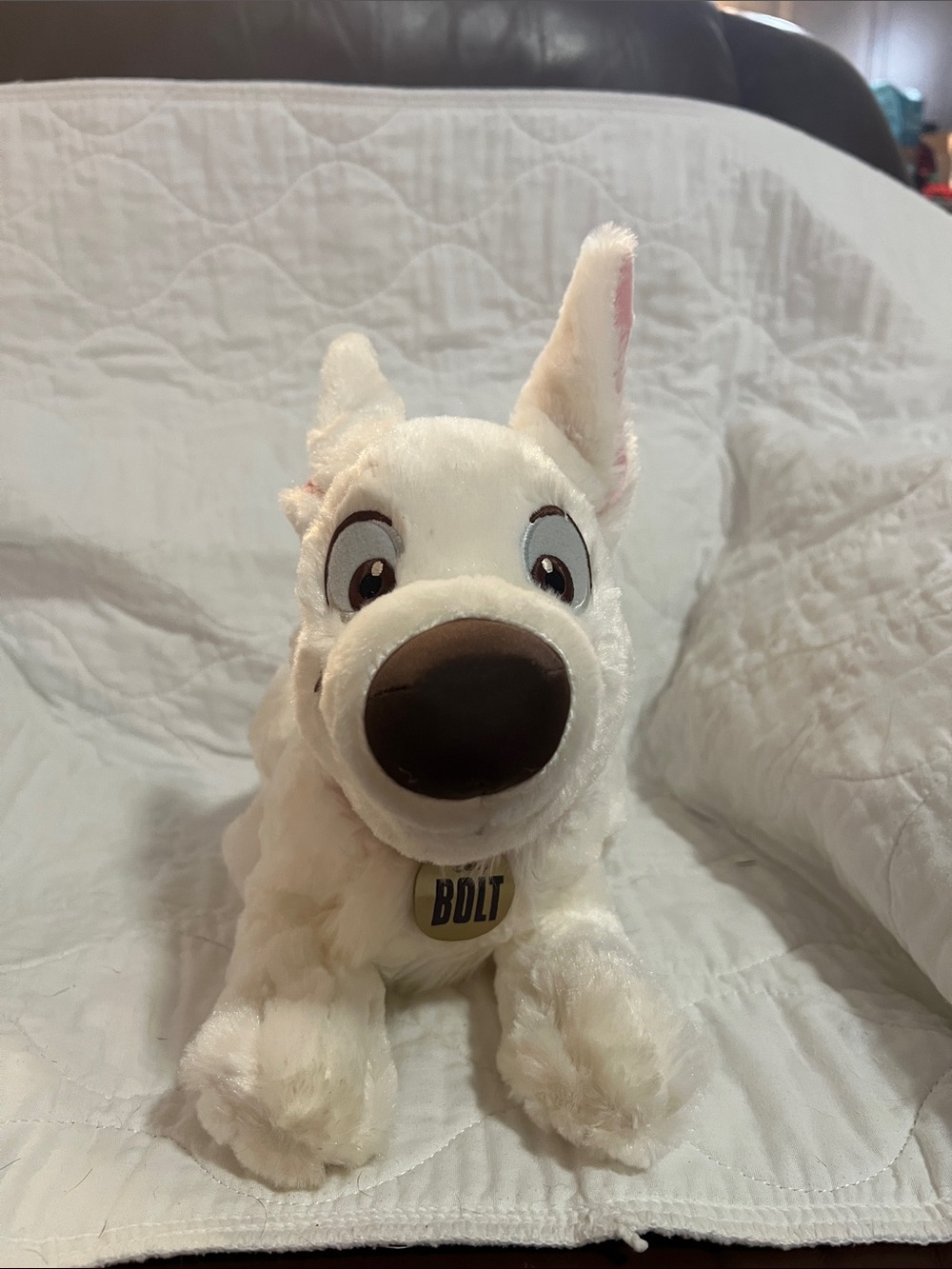 Disney White Bolt PlushToy with Brown Nose